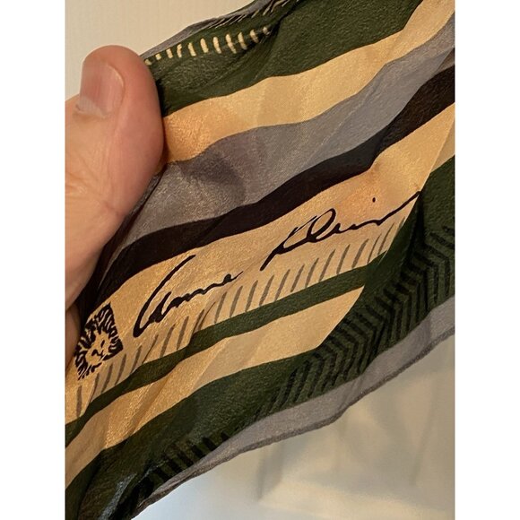 Anne Klein Green Gold Strip Women's Scarf 10"x68" Shear Thin Wrap Scarf - Picture 7 of 12